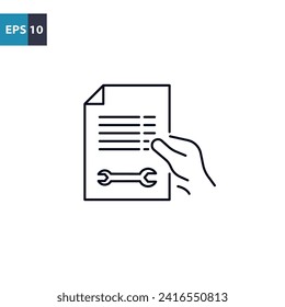 Repair certificate outline icon Vector illustration