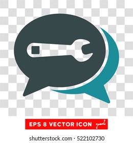 Repair Chat EPS vector pictogram. Illustration style is flat iconic bicolor soft blue symbol on white background.