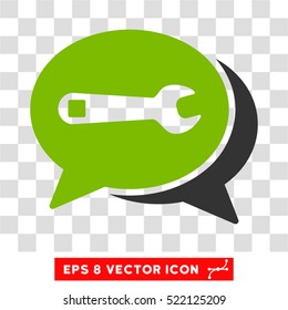 Repair Chat EPS vector pictogram. Illustration style is flat iconic bicolor eco green and gray symbol on white background.
