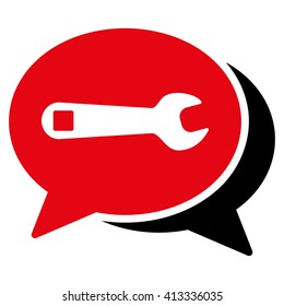 Repair Chat vector icon. Style is bicolor flat icon symbol, intensive red and black colors, white background.