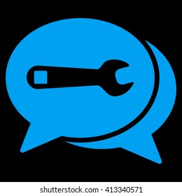 Repair Chat vector icon. Style is flat icon symbol, blue color, black background.