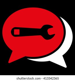 Repair Chat vector icon. Style is bicolor flat icon symbol, red and white colors, black background.