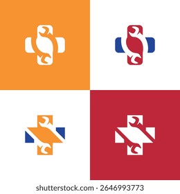 Reparar clínica logotipo coleção design criativo reparação sinal médico reparação auto reparação loja de conserto