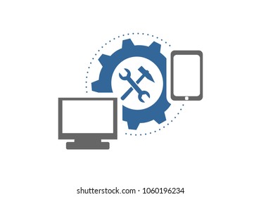 Repair computer and handphone logo