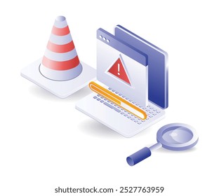 Reparação com tecnologia de manutenção de computador ilustração isométrica