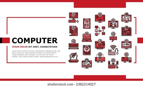 repair computer pc service landing web page vector. hardware technician, support technology, engineer maintenance, motherboard laptop repair computer pc service Illustration