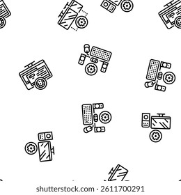 repair computer pc service vector seamless pattern thin line illustration