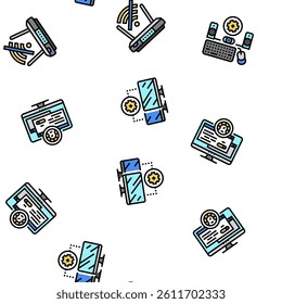 repair computer pc service vector seamless pattern thin line illustration