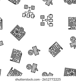 repair computer pc service vector seamless pattern thin line illustration