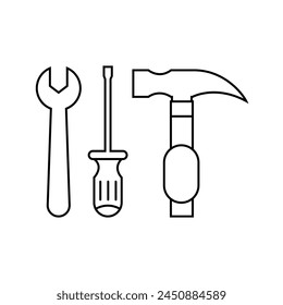 Repair concept outline icons set isolated on white background  vector illustration for web.