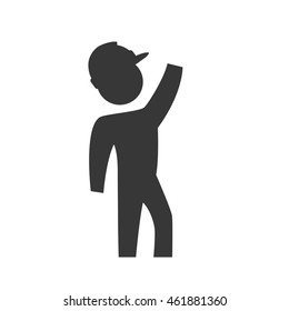 Repair and construction concept represented by constructer pictogram with helmet icon. Isolated and flat illustration