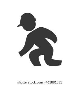 Repair and construction concept represented by constructer pictogram with helmet icon. Isolated and flat illustration