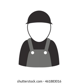 Repair and construction concept represented by constructer pictogram with helmet icon. Isolated and flat illustration