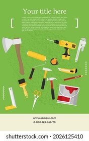 Repair and construction horizontal banners with tools icons.