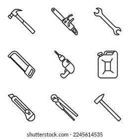 Repair and construction icons set. Equipment and tools isolated on a white background. Vector illustration.