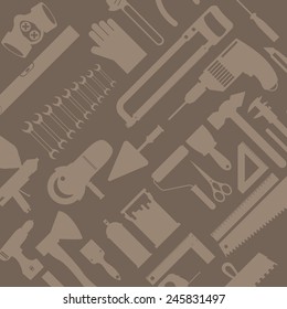 Repair and construction illustration with working tools icons.