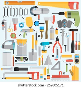 Repair and construction illustration with working tools icons