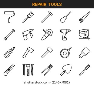 Symbolsatz für Reparatur- und Bauwerkzeuge