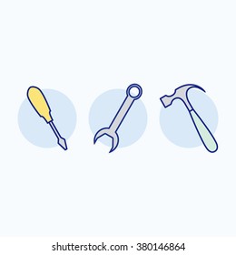 Repair and construction tools icon set. Vector illustration