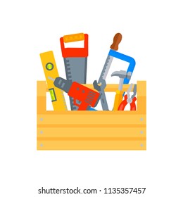 Repair and construction tools vector concept. Illustration of toolbox for construction, screwdriver and wrench