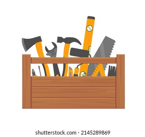 Repair and construction tools vector concept. Illustration of toolbox for construction, screwdriver and wrench Eps 10