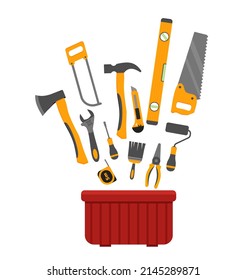 Repair and construction tools vector concept. Illustration of toolbox for construction, screwdriver and wrench Eps 10