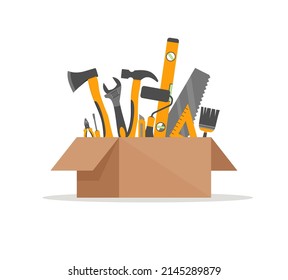 Repair and construction tools vector concept. Illustration of toolbox for construction, screwdriver and wrench Eps 10