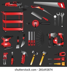 Repair and construction working tools icon set