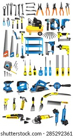 Repair and construction working tools icon set