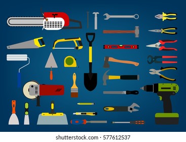 Repair and construction working tools icon set.