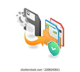 Repair corrupted data in isometric flat illustration