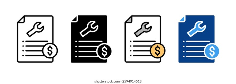 Repair Cost Estimate Icon Set Multiple Style Collection
