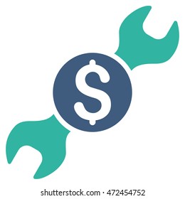 Repair Cost icon. Vector style is bicolor flat iconic symbol with rounded angles, cobalt and cyan colors, white background.