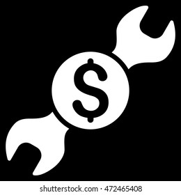 Repair Cost icon. Vector style is flat iconic symbol with rounded angles, white color, black background.