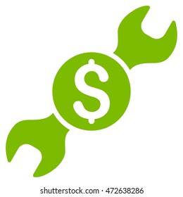 Repair Cost icon. Vector style is flat iconic symbol with rounded angles, eco green color, white background.