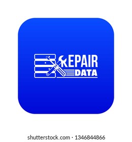 Repair data icon blue vector isolated on white background