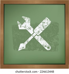Repair design on blackboard background,vector
