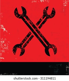 Repair design on red background, grunge vector