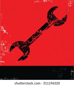 Repair design on red background, grunge vector