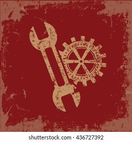 Repair design on red background,vector