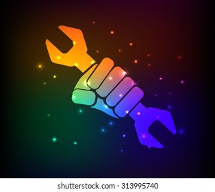 Repair design,rainbow concept,clean vector