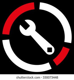 Repair Diagram vector icon. Style is bicolor flat symbol, red and white colors, rounded angles, black background.