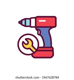 Repair drill color line icon. Handyman service. Isolated vector element. Outline pictogram for web page, mobile app, promo