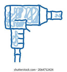 Reparaturbohrer Skizze Symbol Vektor. Handgezeichnetes blaues doodle line Art Reparaturbohrzeichen. einzelne Symbolillustration