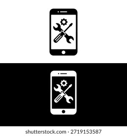 Plantilla electrónica del logotipo del Vector de la reparación con la ilustración del teléfono