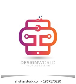 repair electronics smart phones vector logo design template.