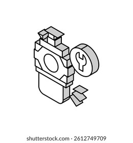 repair engine of lawn mower isometric icon vector. repair engine of lawn mower sign. isolated symbol illustration