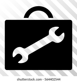 Repair Equipment Case vector pictogram. Illustration style is flat iconic black symbol on a hatched transparent background.