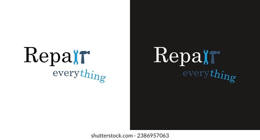 Repair everything. Logo for a repair shop or site. Image of a wrench and a hammer.