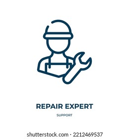 Repair expert icon. Linear vector illustration from support collection. Outline repair expert icon vector. Thin line symbol for use on web and mobile apps, logo, print media.